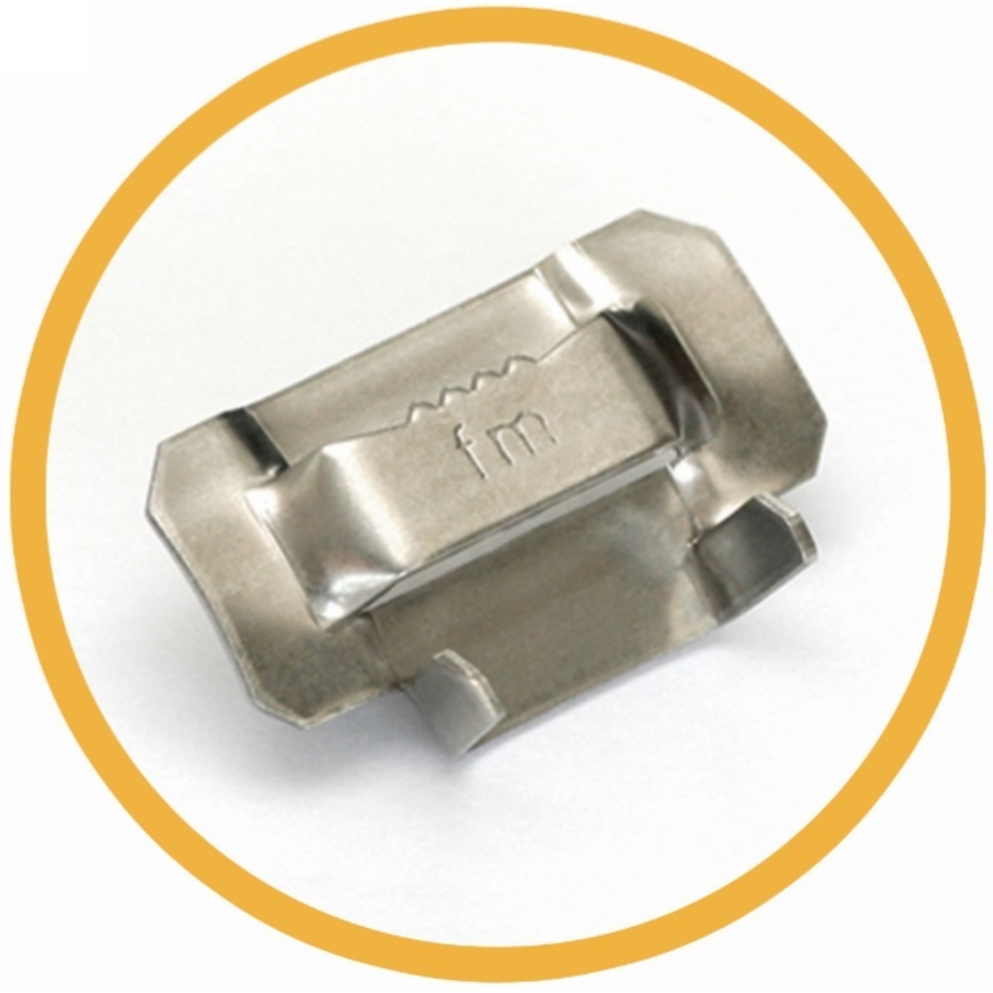 Fechometal Ear-Lokt Buckle - 3/8in. x 0.040, 304 Stainless Steel, Box of 100, Model# FDT4395310NFMT